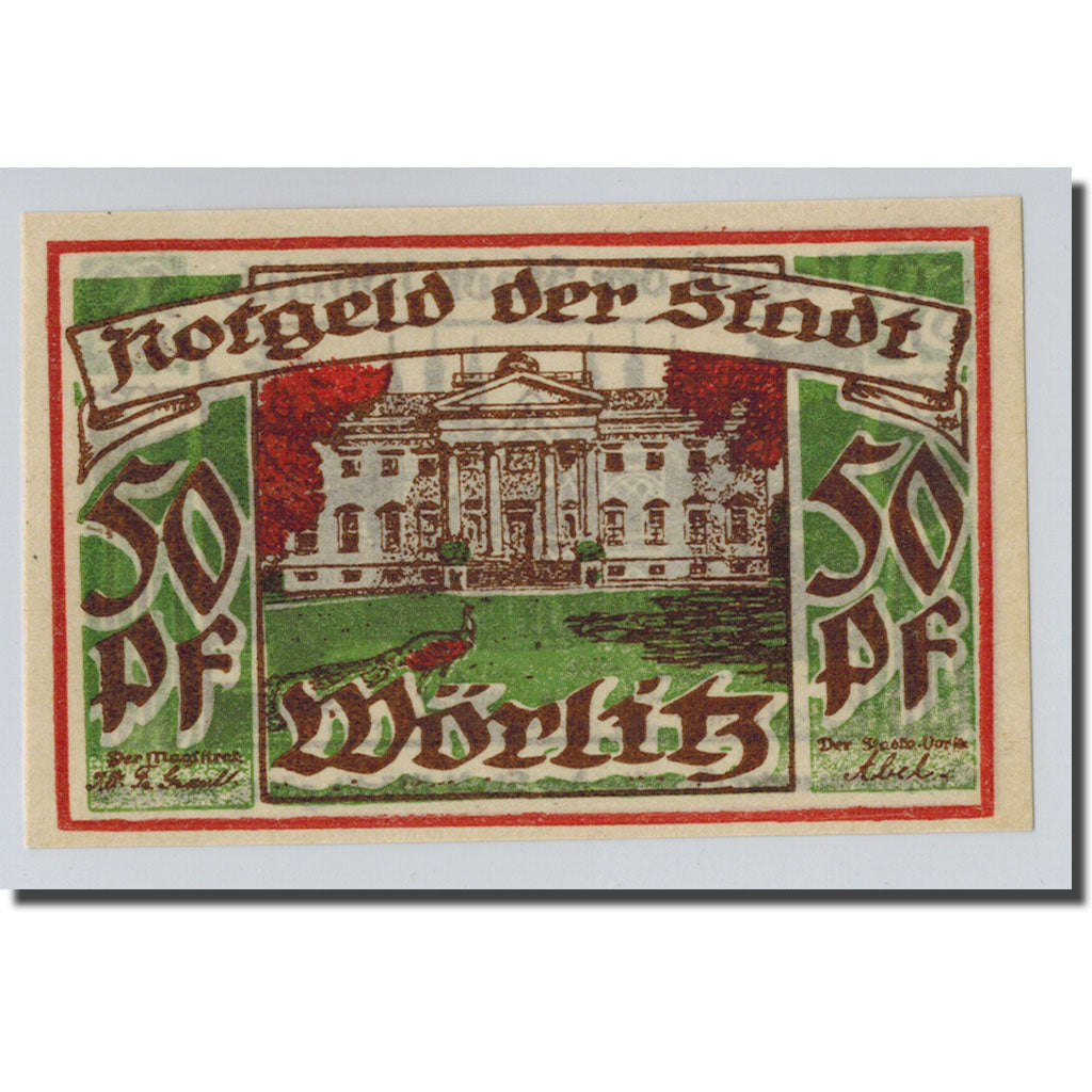 Geldschein, Deutschland, Wörlitz, 50 Pfennig, paysage 3, O.D, UNZ-, Mehl:1450.1