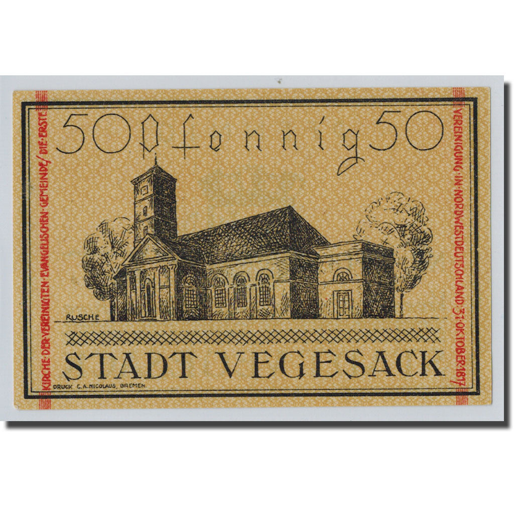 Biljet, Duitsland, Vegesack, 50 Pfennig, Eglise, 1921, 1921-12-01, SPL
