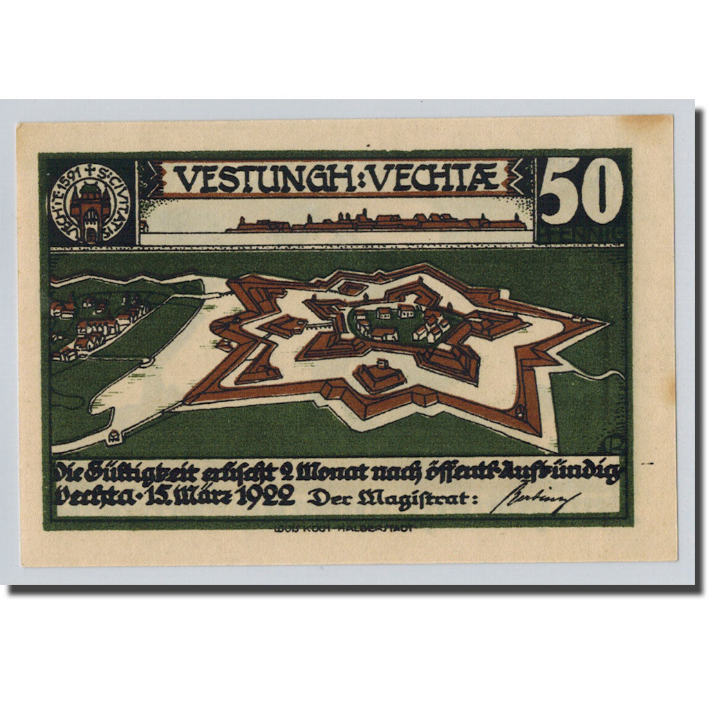 Banknot, Niemcy, Vechta, 50 Pfennig, personnage 1, 1922, 1922-03-15, UNC(63)