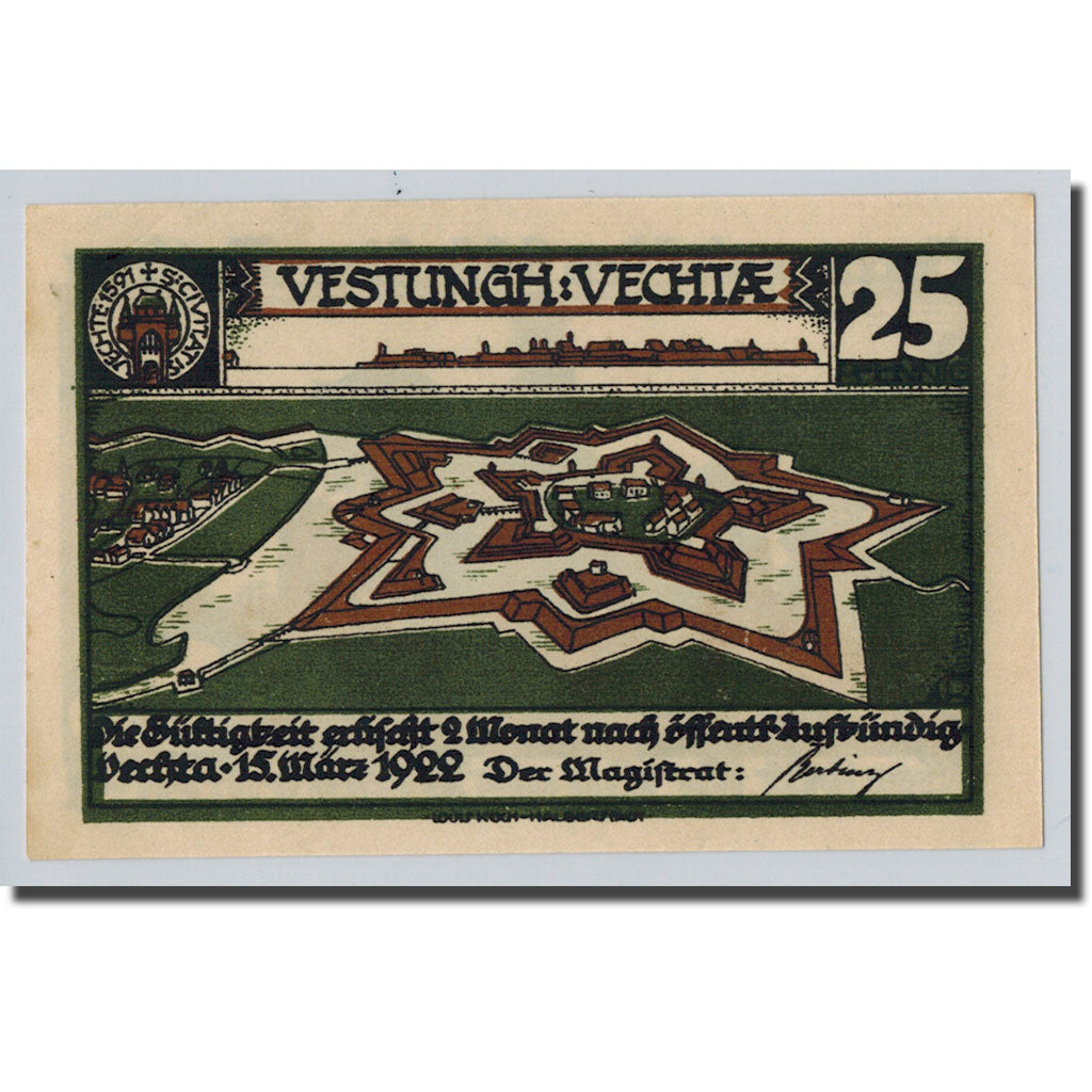 Banconote, Germania, Vechta, 25 Pfennig, cavalier, 1922, 1922-03-15, SPL