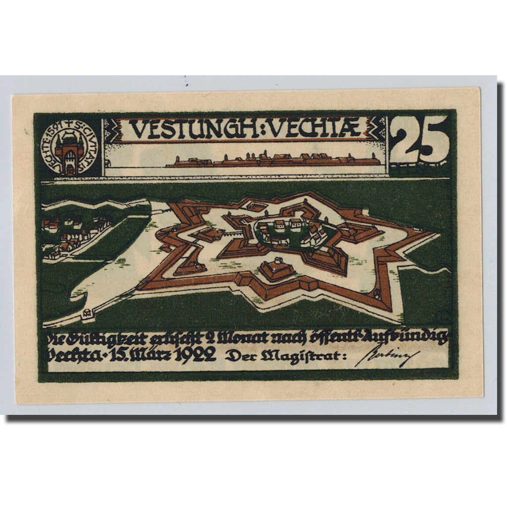 Billete, Alemania, Vechta, 25 Pfennig, personnage, 1922, 1922-03-15, SC