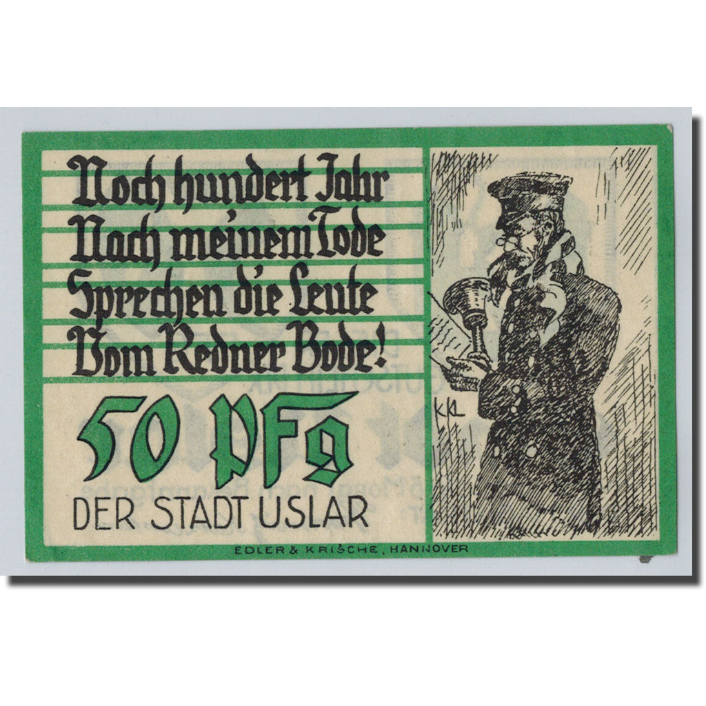 Banconote, Germania, Uslan, 50 Pfennig, personnage, O.D, SPL, Mehl:1355.2