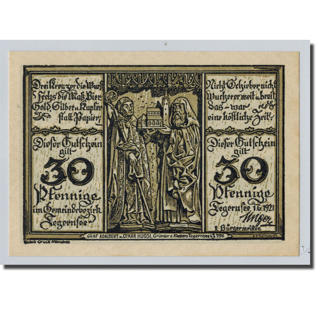 Banconote, Germania, Tegernsee, 30 Pfennig, paysage, 1921, 1921-06-01, SPL