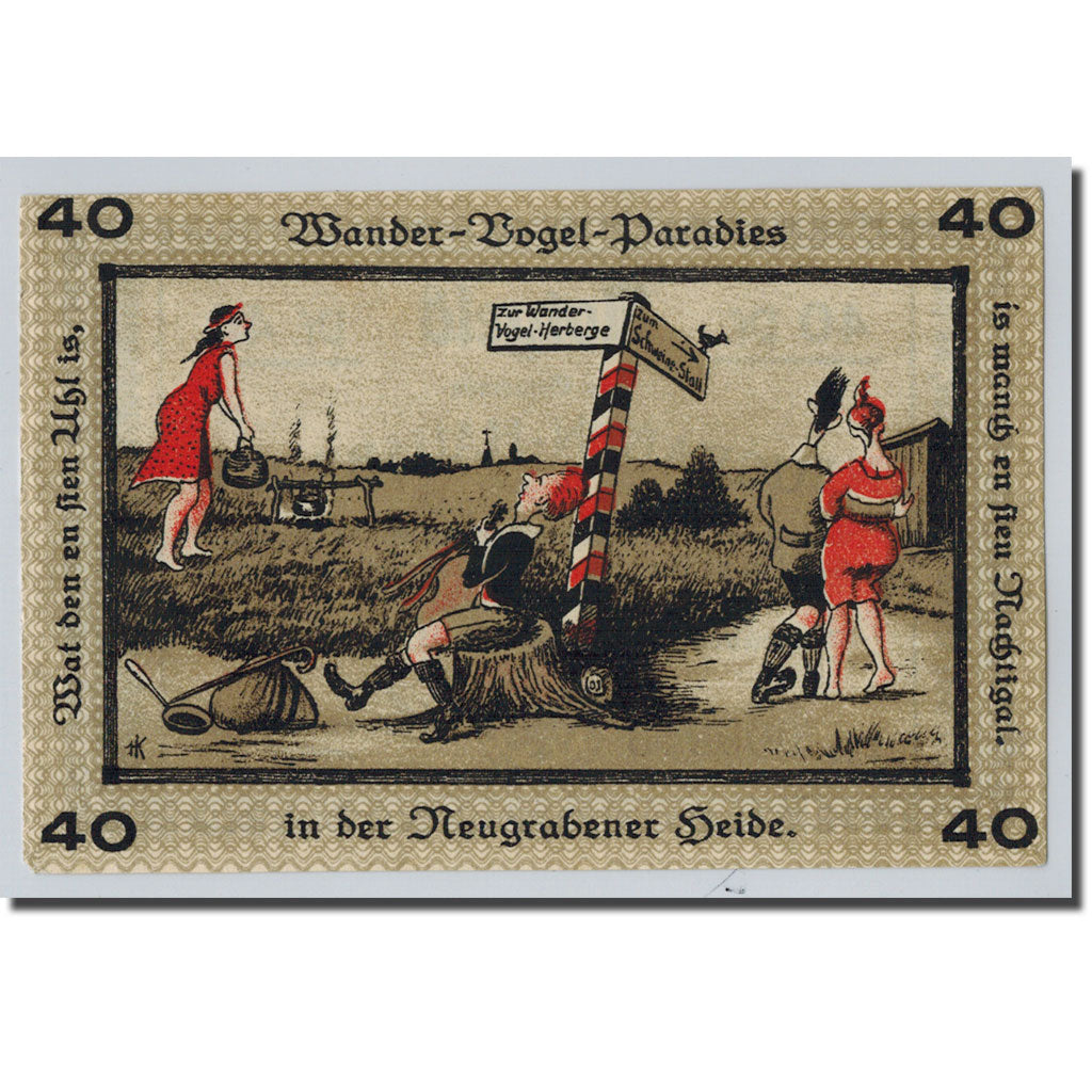 Banconote, Germania, Neugraben Hausbruch, 40 Pfennig, personnage, 1921