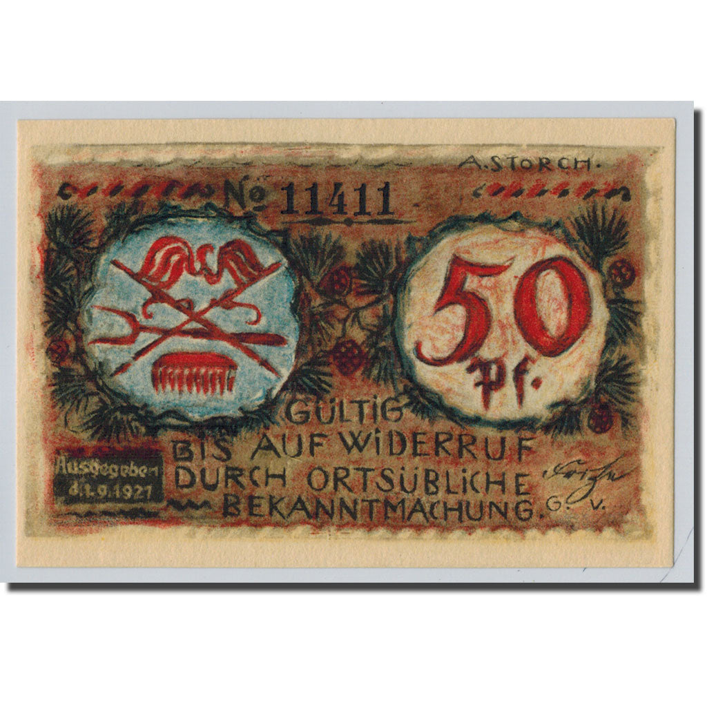 Banconote, Germania, Volkstedt, 50 Pfennig, Objets, 1921, 1921-09-01, SPL