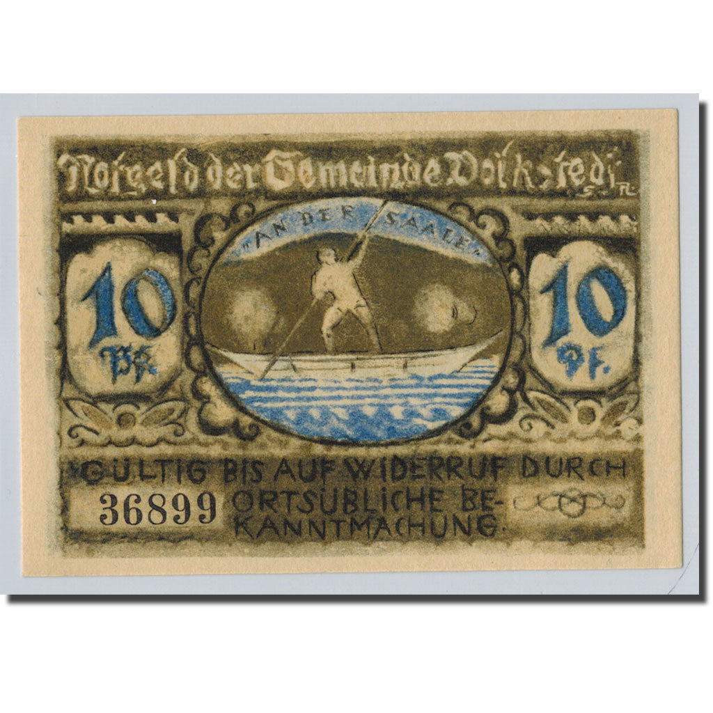 Banconote, Germania, Volkstedt, 10 Pfennig, Ecusson, 1921, 1921-09-01, SPL