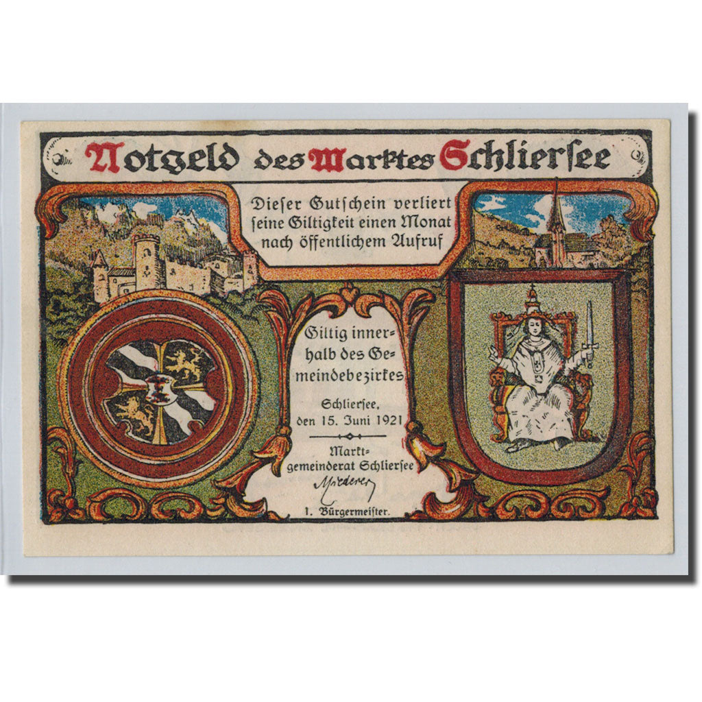 Banconote, Germania, Schliersee, 25 Pfennig, paysage, 1921, 1921-06-15, SPL