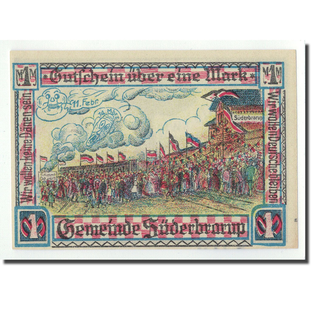 Banconote, Germania, Suderbrarup, 1 Mark, personnage, O.D, SPL, Mehl:1294.4
