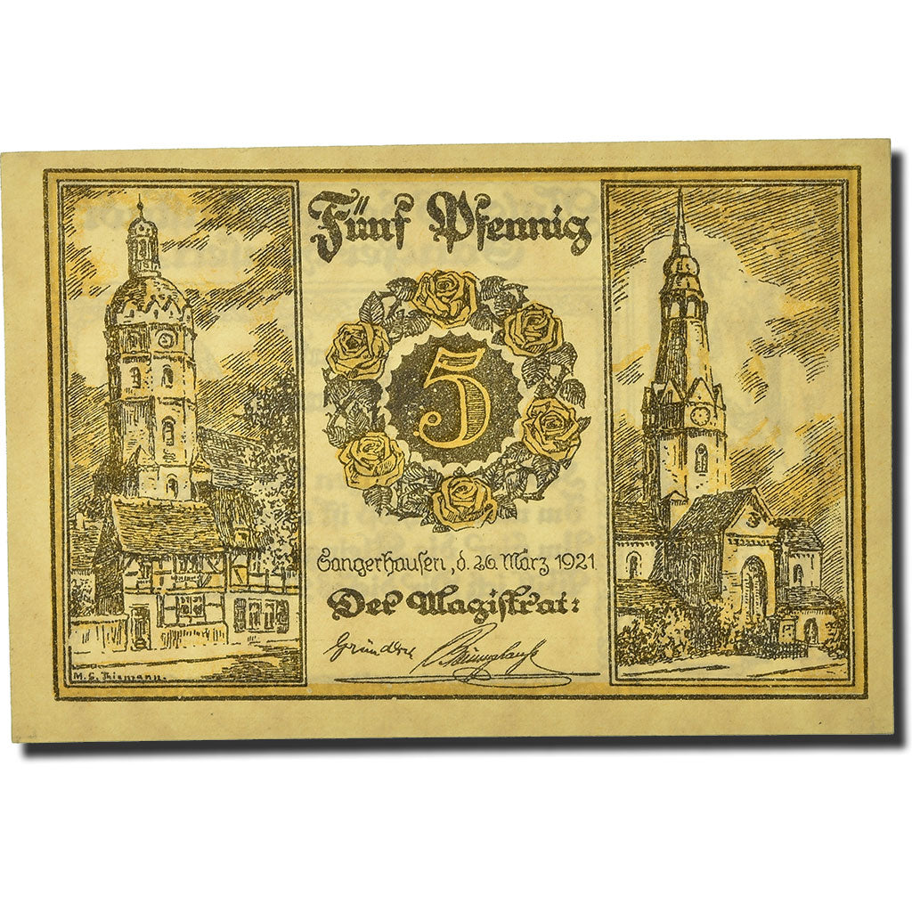 Banknote, Germany, Sangerhausen, 5 Pfennig, personnage, 1921, 1921-03-26