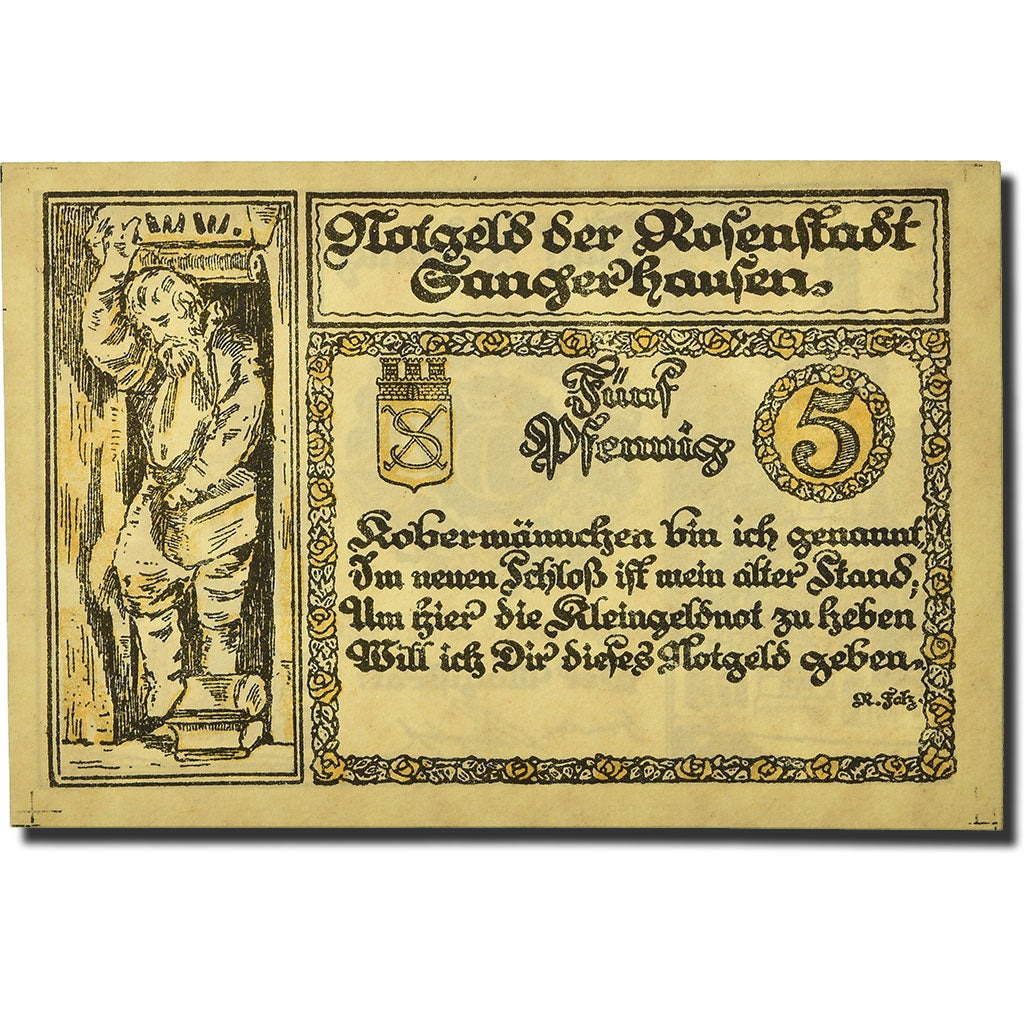 Banknote, Germany, Sangerhausen, 5 Pfennig, personnage, 1921, 1921-03-26
