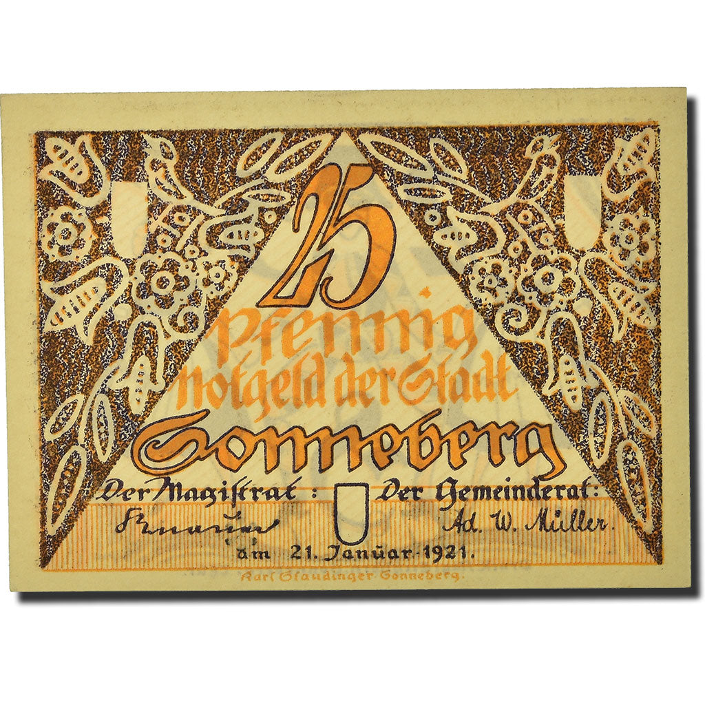 Banconote, Germania, Sonneberg, 25 Pfennig, personnage, 1921, 1921-01-21, SPL