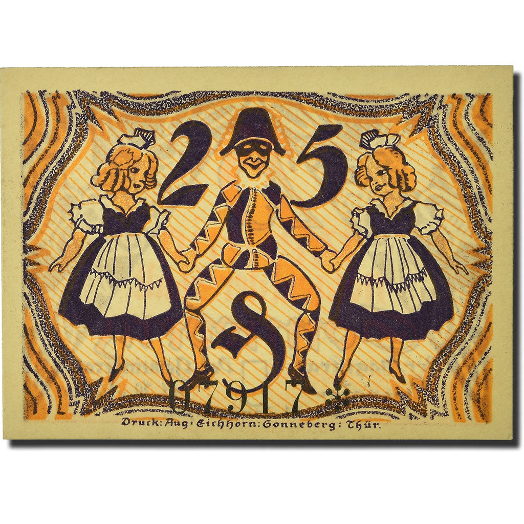 Banconote, Germania, Sonneberg, 25 Pfennig, personnage, 1921, 1921-01-21, SPL