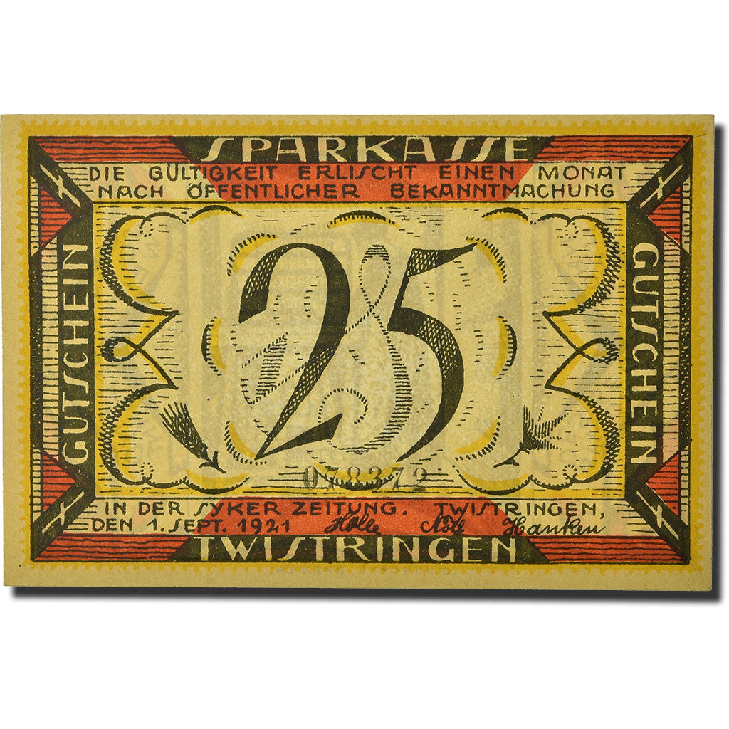 Banknote, Germany, Twistringen, 25 Pfennig, personnage, 1921, 1921-09-01
