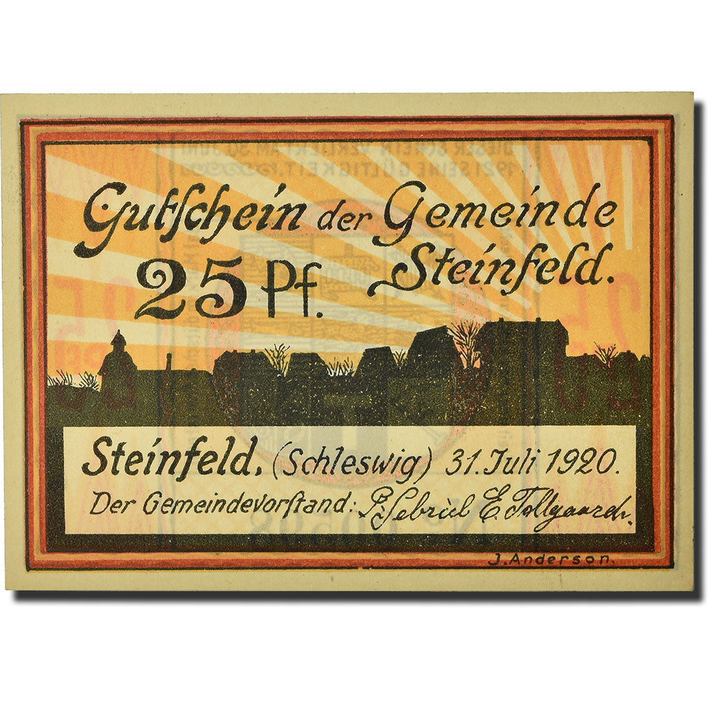 Banconote, Germania, Steinfeld Gemeinde, 25 Pfennig, paysage, 1920, 1920-07-31