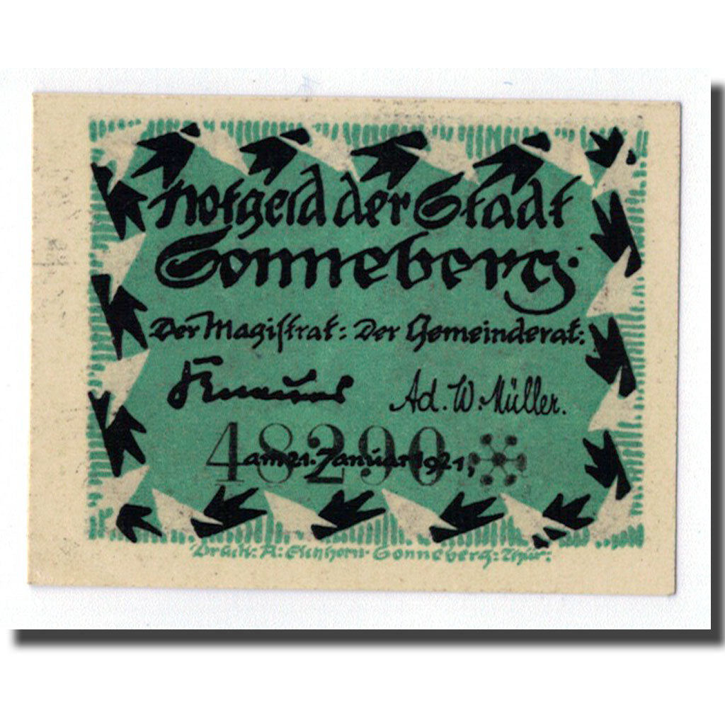 Banconote, Germania, Sonneberg, 10 Pfennig, personnage, 1921, 1921-01-21, SPL