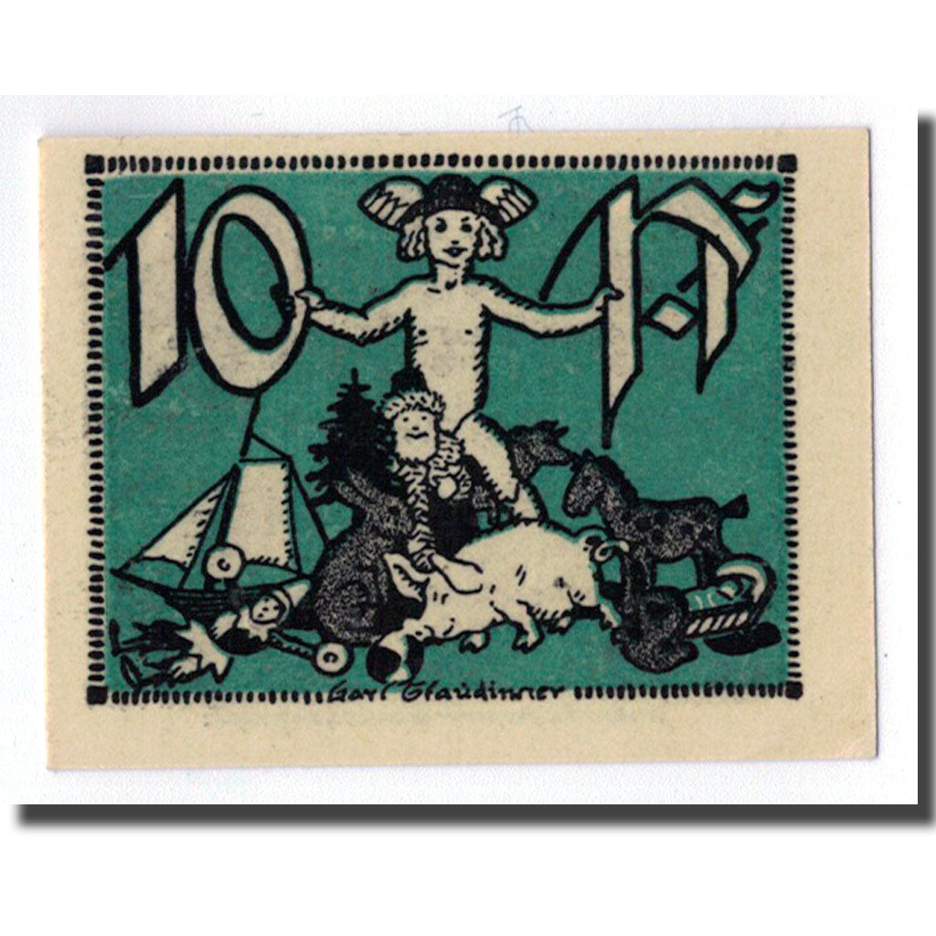 Banconote, Germania, Sonneberg, 10 Pfennig, personnage, 1921, 1921-01-21, SPL