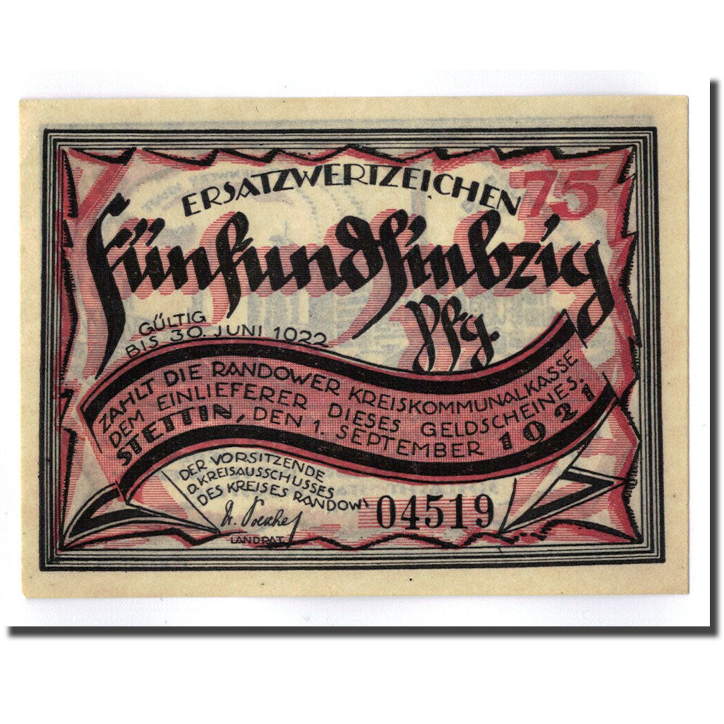 Banconote, Germania, Stettin, 75 Pfennig, Usine, 1921, 1921-09-01, SPL