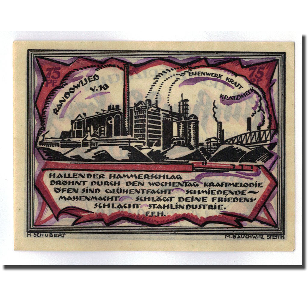 Banconote, Germania, Stettin, 75 Pfennig, Usine, 1921, 1921-09-01, SPL