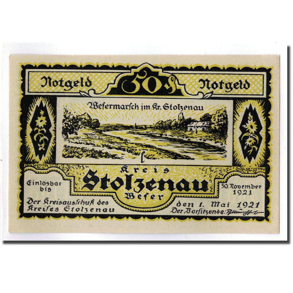 Banknote, Germany, Stolzenau, 50 Pfennig, paysage, 1921, 1921-05-01, UNC(63)