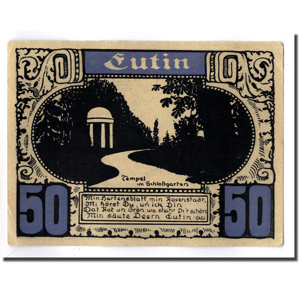 Banconote, Germania, Eutin Stadt, 50 Pfennig, carte, O.D, SPL