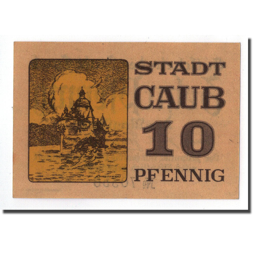 Banconote, Germania, Caub, 10 Pfennig, paysage, O.D, SPL