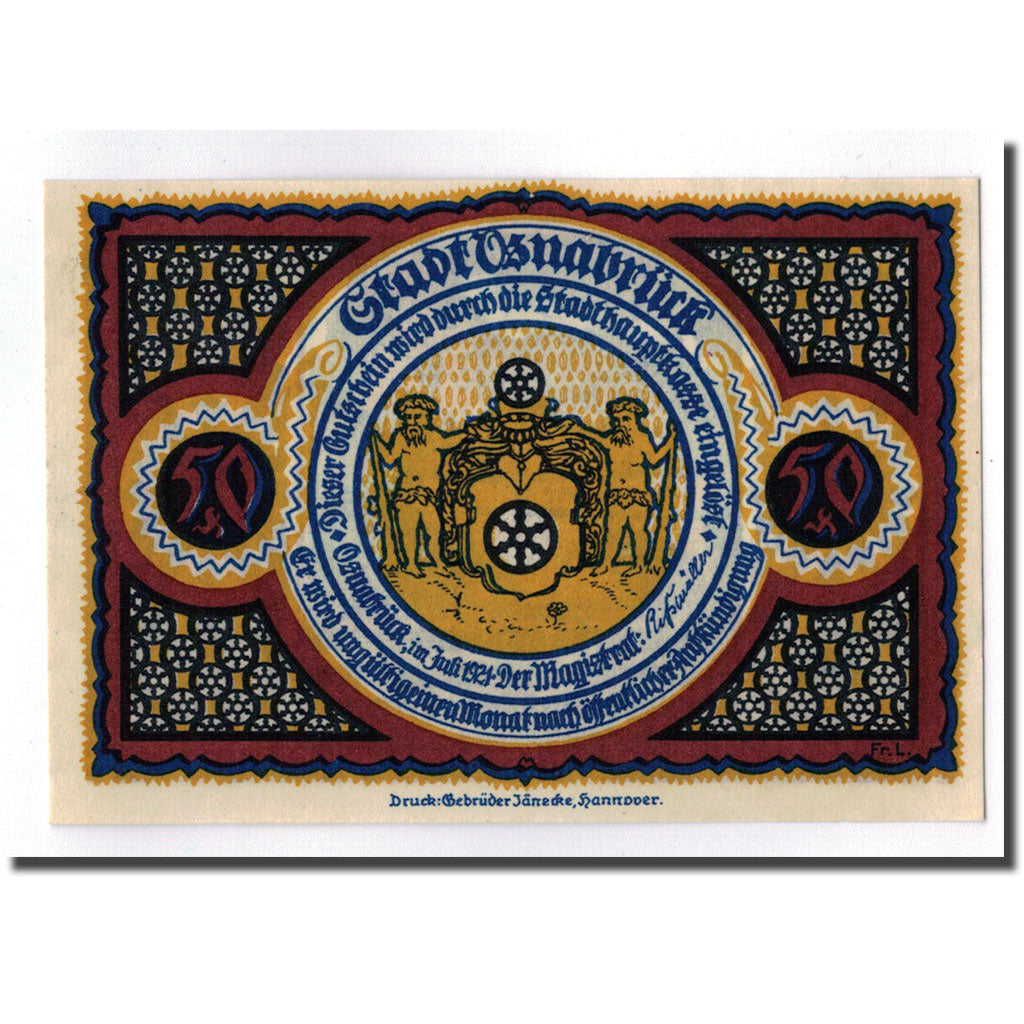 Billete, Alemania, Osnabruck, 50 Pfennig, paysage, 1921, SC, Mehl:1032.1