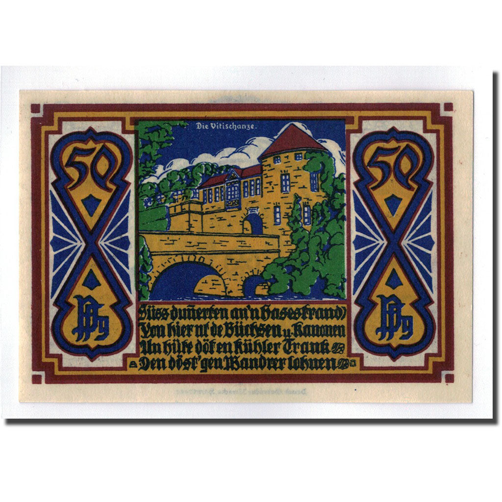 Billete, Alemania, Osnabruck, 50 Pfennig, paysage, 1921, SC, Mehl:1032.1