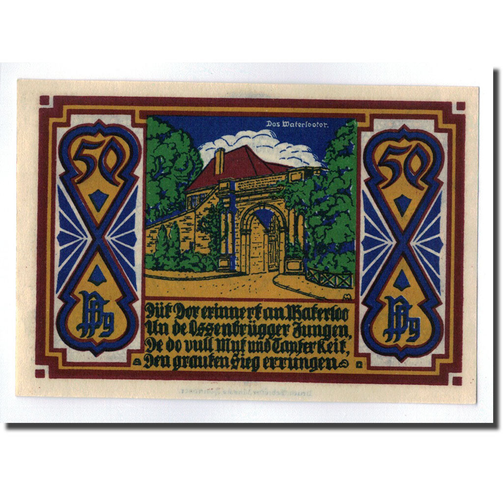 Banconote, Germania, Osnabruck, 50 Pfennig, paysage 1, 1921, SPL, Mehl:1032.1