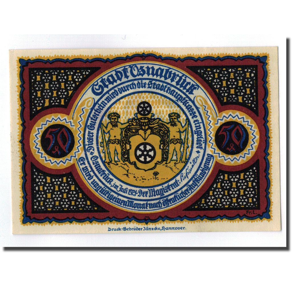 Billete, Alemania, Osnabruck, 50 Pfennig, paysage 5, 1921, SC, Mehl:1032.1