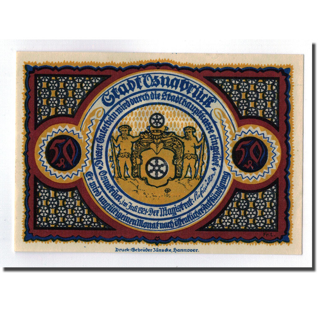 Billete, Alemania, Osnabruck, 50 Pfennig, paysage 6, 1921, SC, Mehl:1032.1