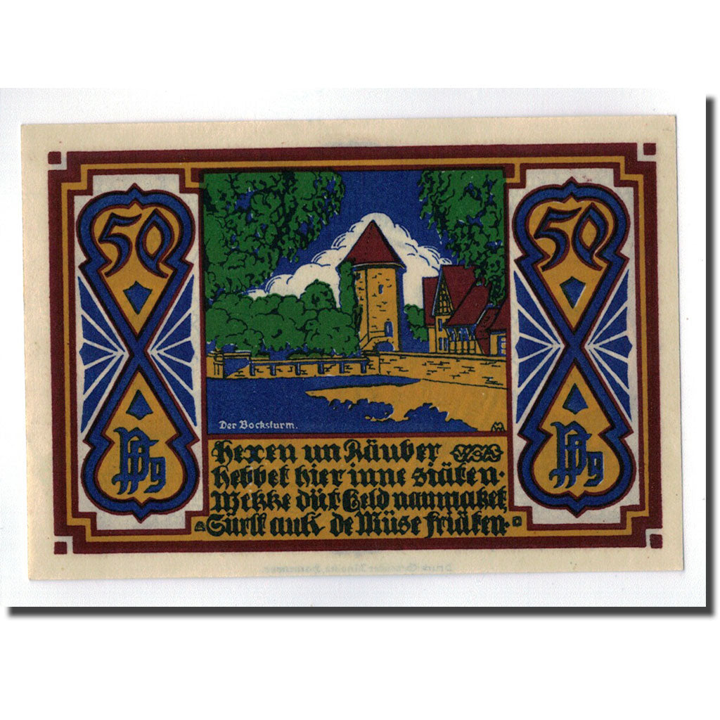 Billete, Alemania, Osnabruck, 50 Pfennig, paysage 6, 1921, SC, Mehl:1032.1