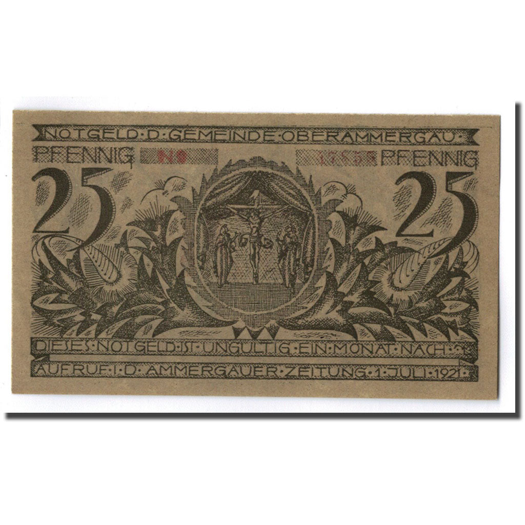 Billet, Allemagne, Oberammergau, 25 Pfennig, personnage, 1921, 1921-07-01, SPL
