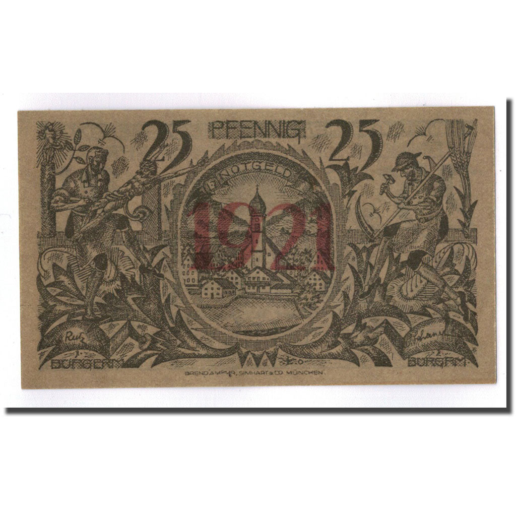 Billet, Allemagne, Oberammergau, 25 Pfennig, personnage, 1921, 1921-07-01, SPL
