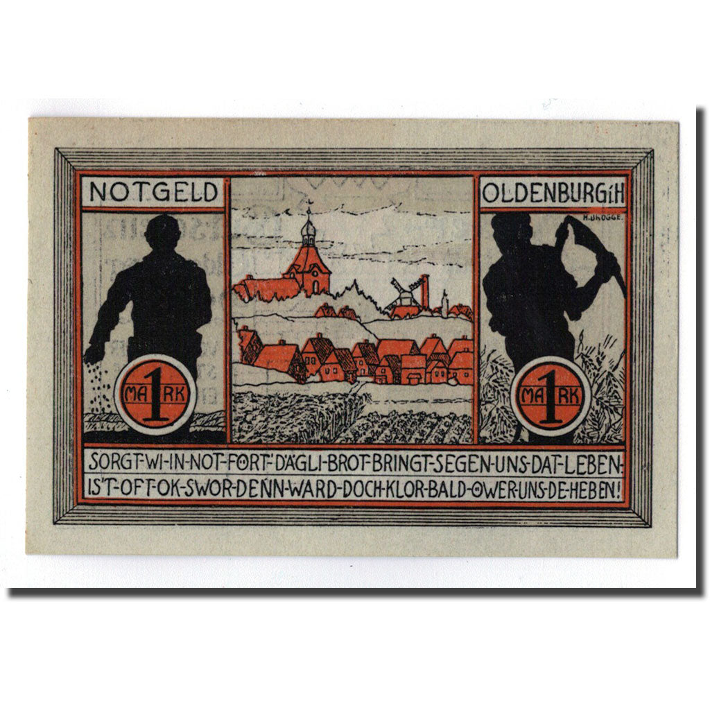 Banconote, Germania, Oldenburg i. Holstein Stadt, 1 Mark, paysage, O.D, SPL
