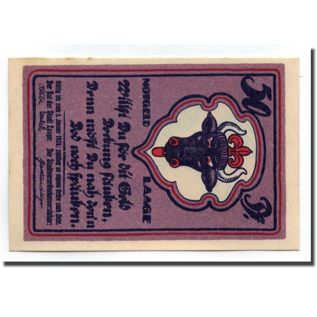 Banconote, Germania, Laage, 50 Pfennig, Eglise, O.D, SPL, Mehl:754.2