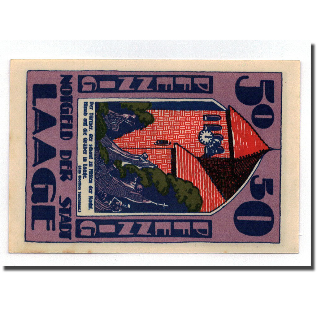 Banconote, Germania, Laage, 50 Pfennig, Eglise, O.D, SPL, Mehl:754.2