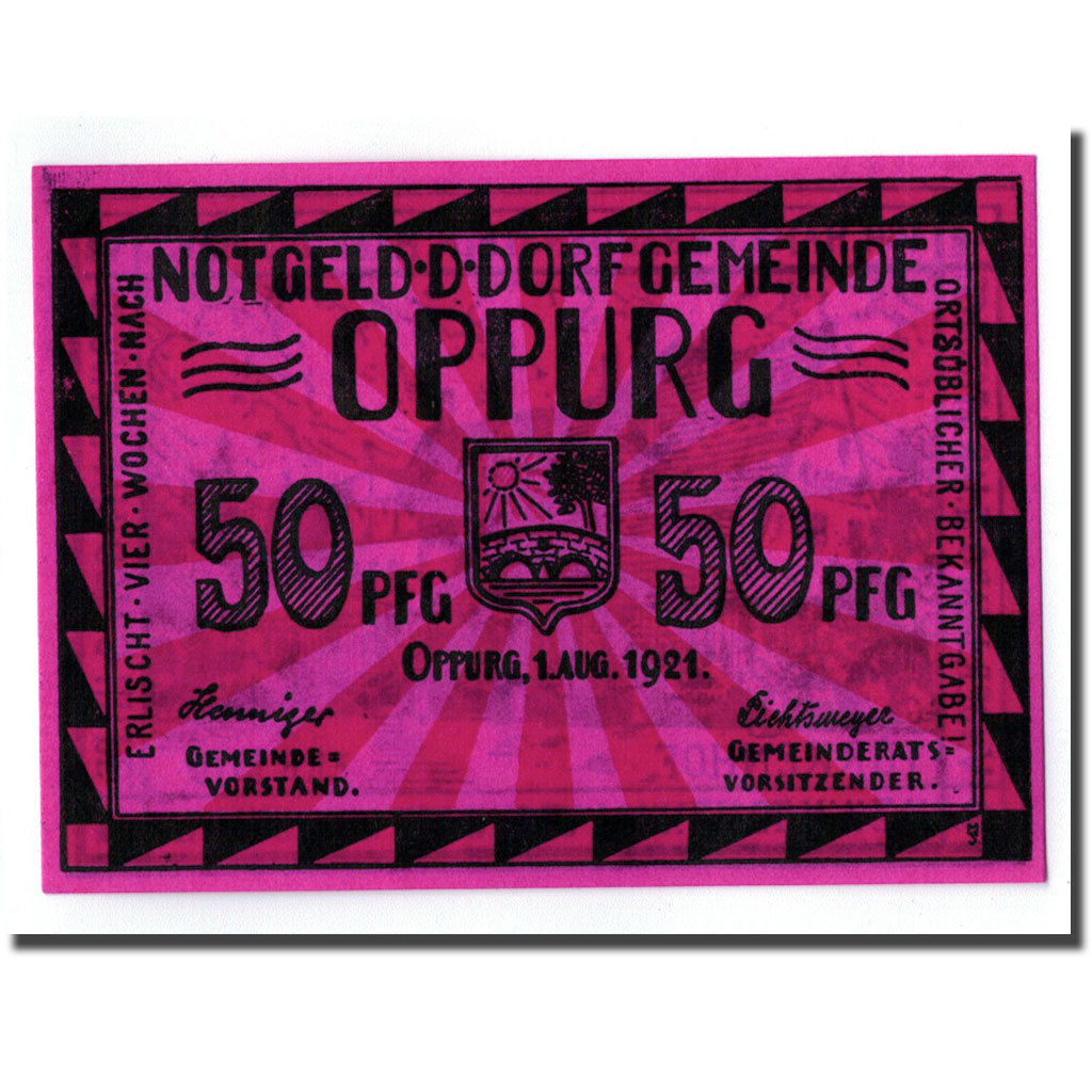 Banconote, Germania, Oppurg, 50 Pfennig, paysage, 1921, 1921-08-01, SPL