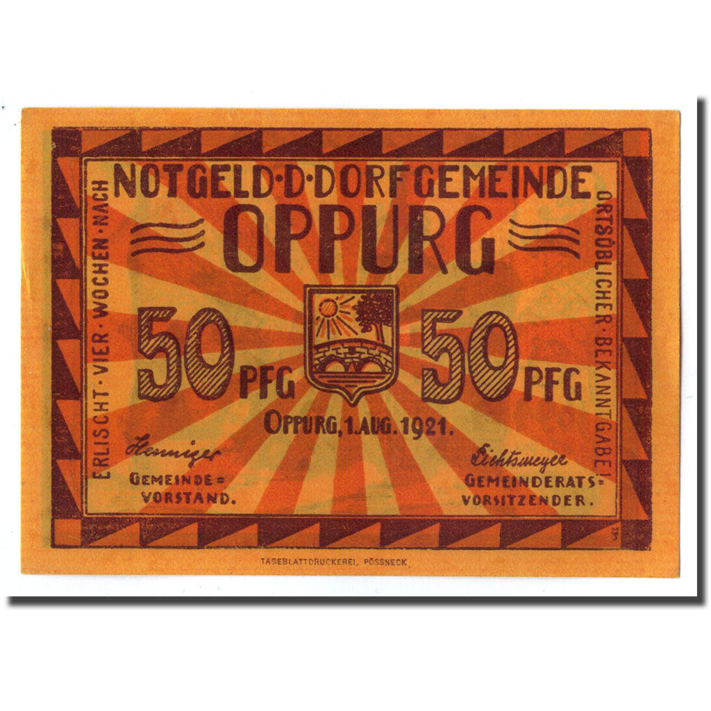 Banknote, Germany, Oppurg, 50 Pfennig, paysage 1, 1921, 1921-08-01, UNC(63)