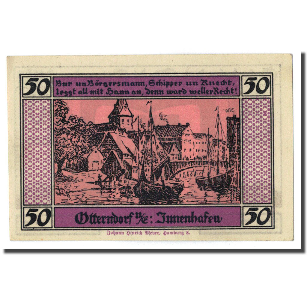 Banconote, Germania, Otterndorf a. Elbe Stadt, 50 Pfennig, Ecusson, 1920