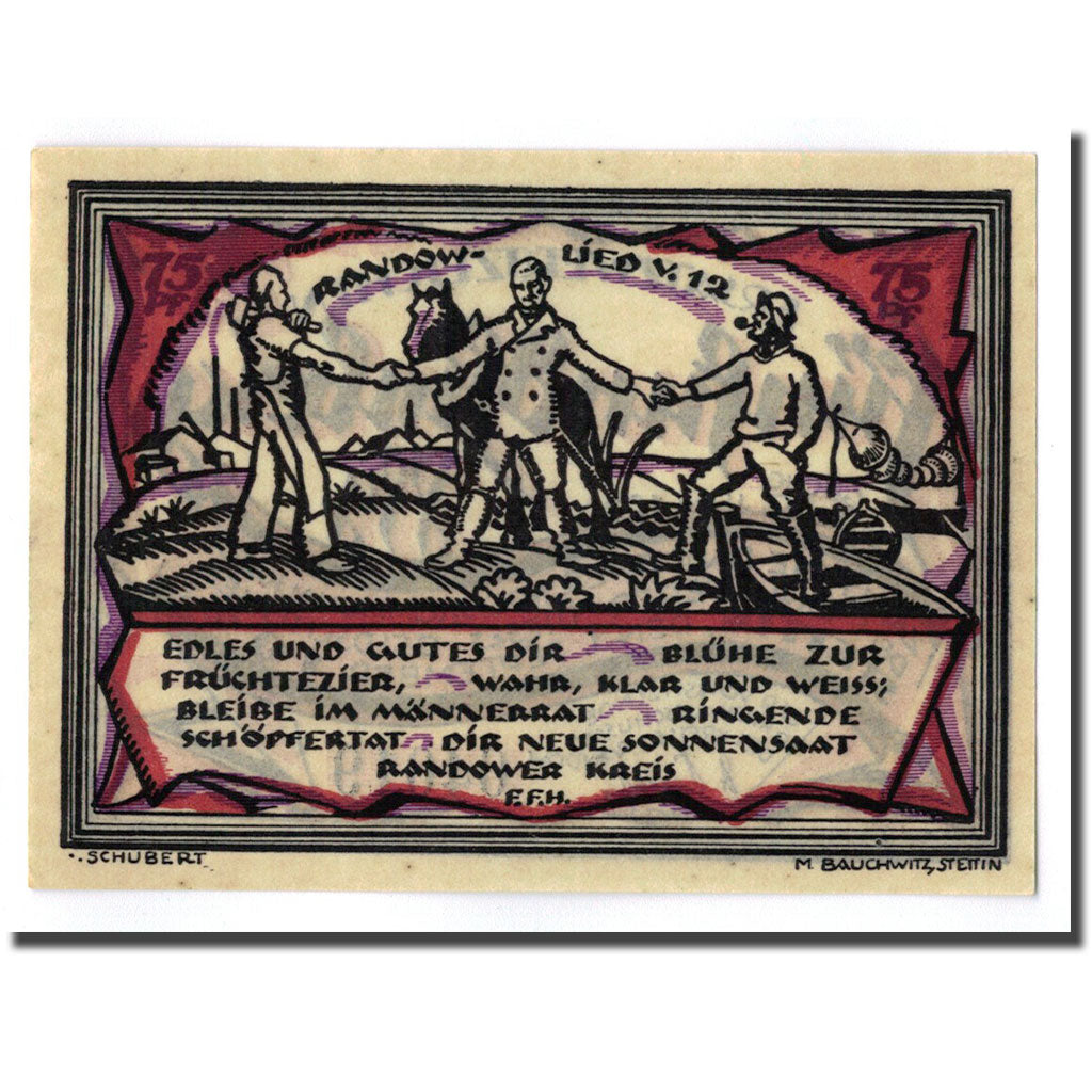 Banconote, Germania, Stettin, 75 Pfennig, personnage, 1921, 1921-09-01, SPL