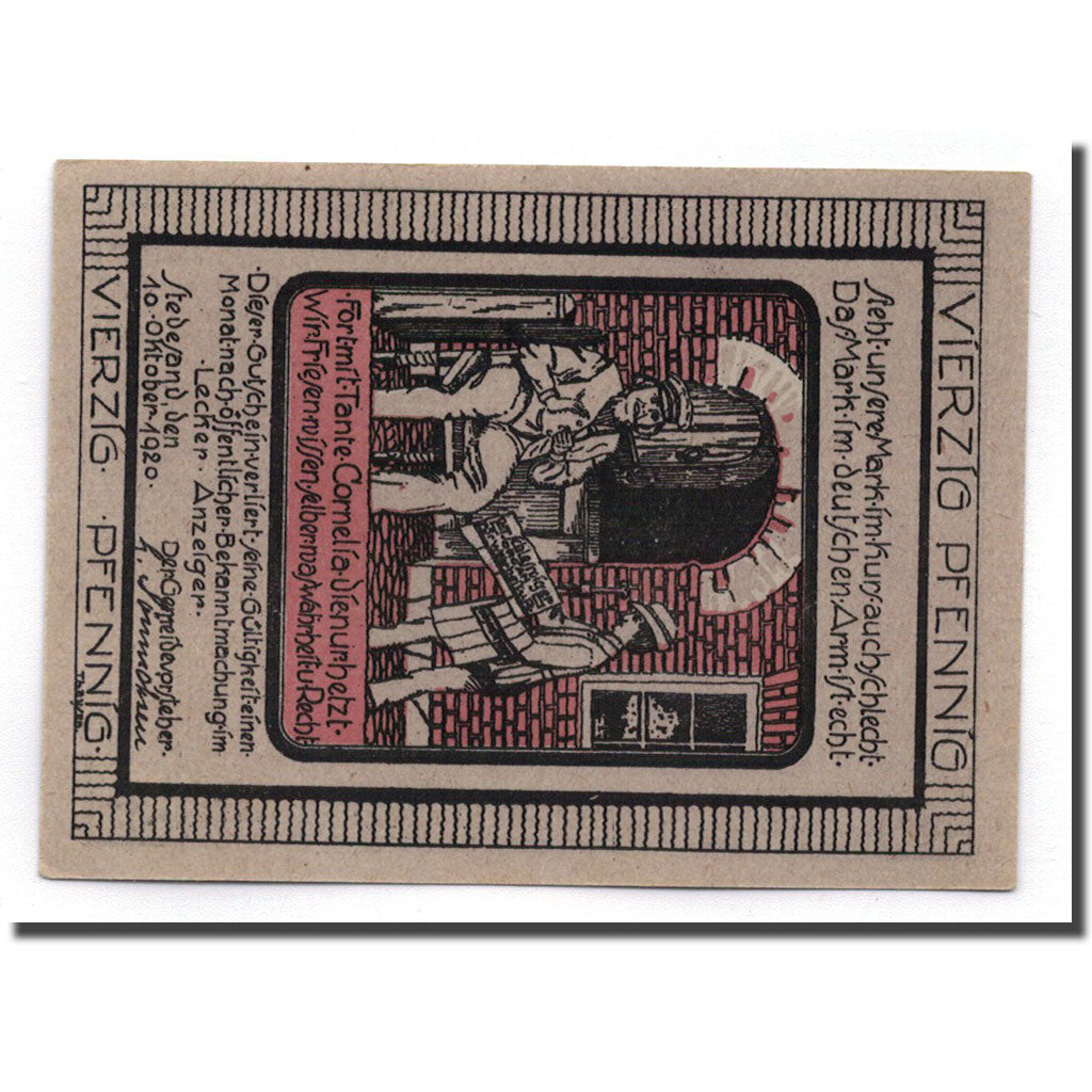 Banconote, Germania, Stedesand Gemeinde, 40 Pfennig, personnage, 1920