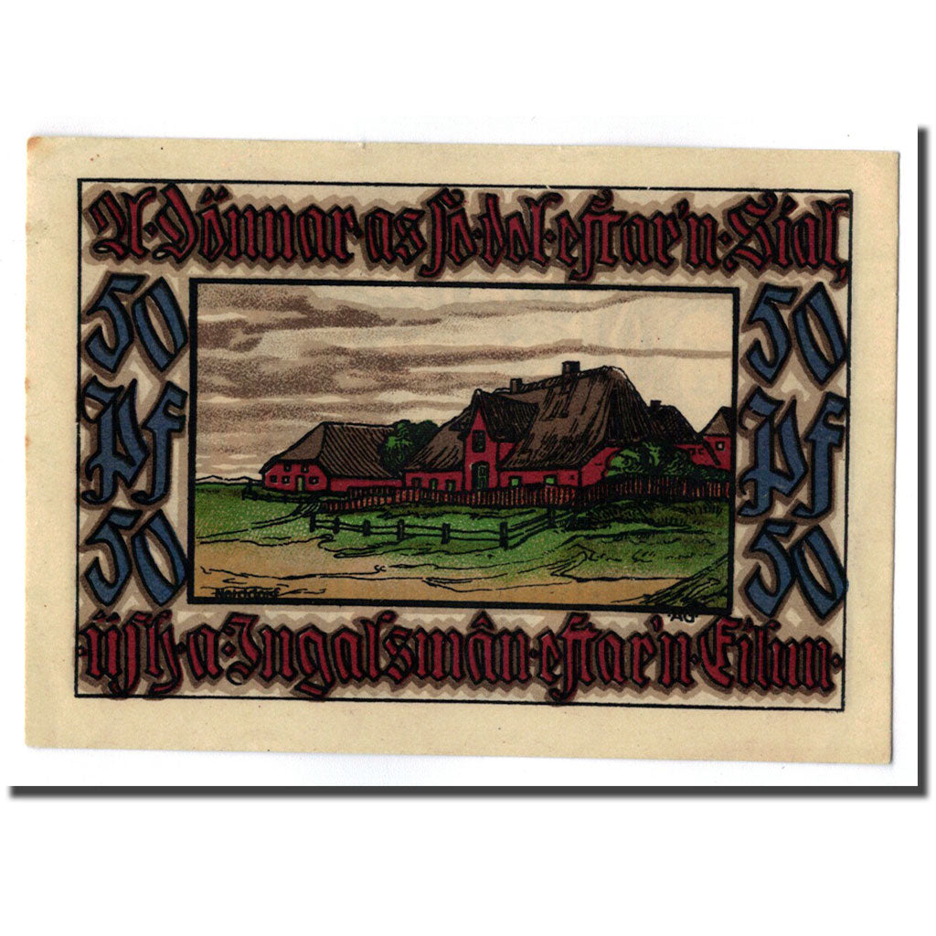 Banconote, Germania, Norddorf auf Amrum Verkehrsverein, 50 Pfennig, paysage