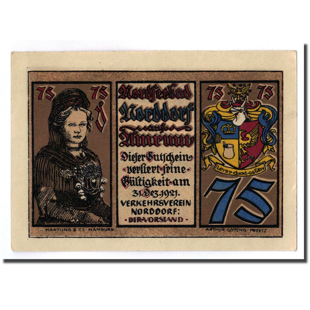 Banconote, Germania, Norddorf auf Amrum Verkehrsverein, 25 Pfennig, paysage