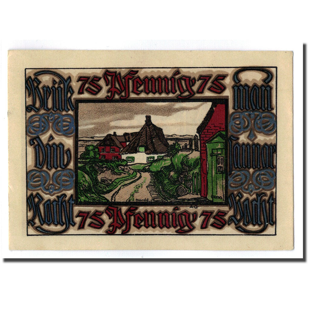 Banconote, Germania, Norddorf auf Amrum Verkehrsverein, 25 Pfennig, paysage