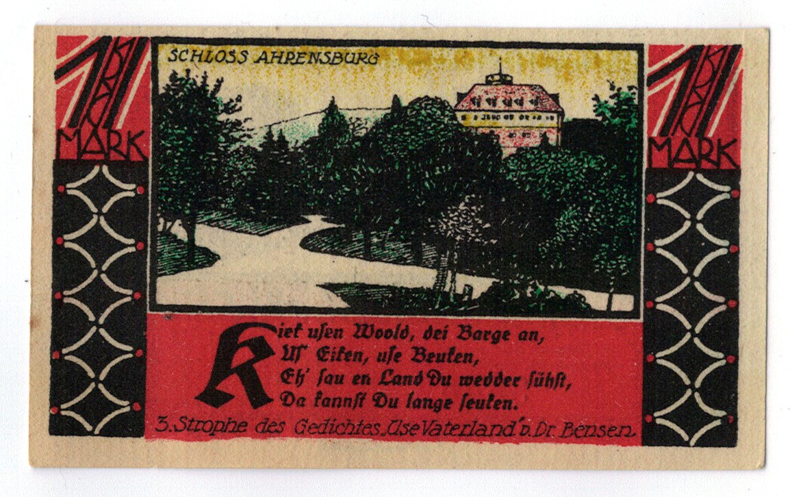 Banconote, Germania, Buckeburg, 1 Mark, paysage 1, 1921, 1921-10-01, SPL