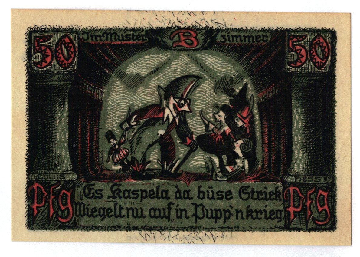 Banconote, Germania, Sonneberg, 50 Pfennig, personnage, 1921, 1921-07-01, SPL