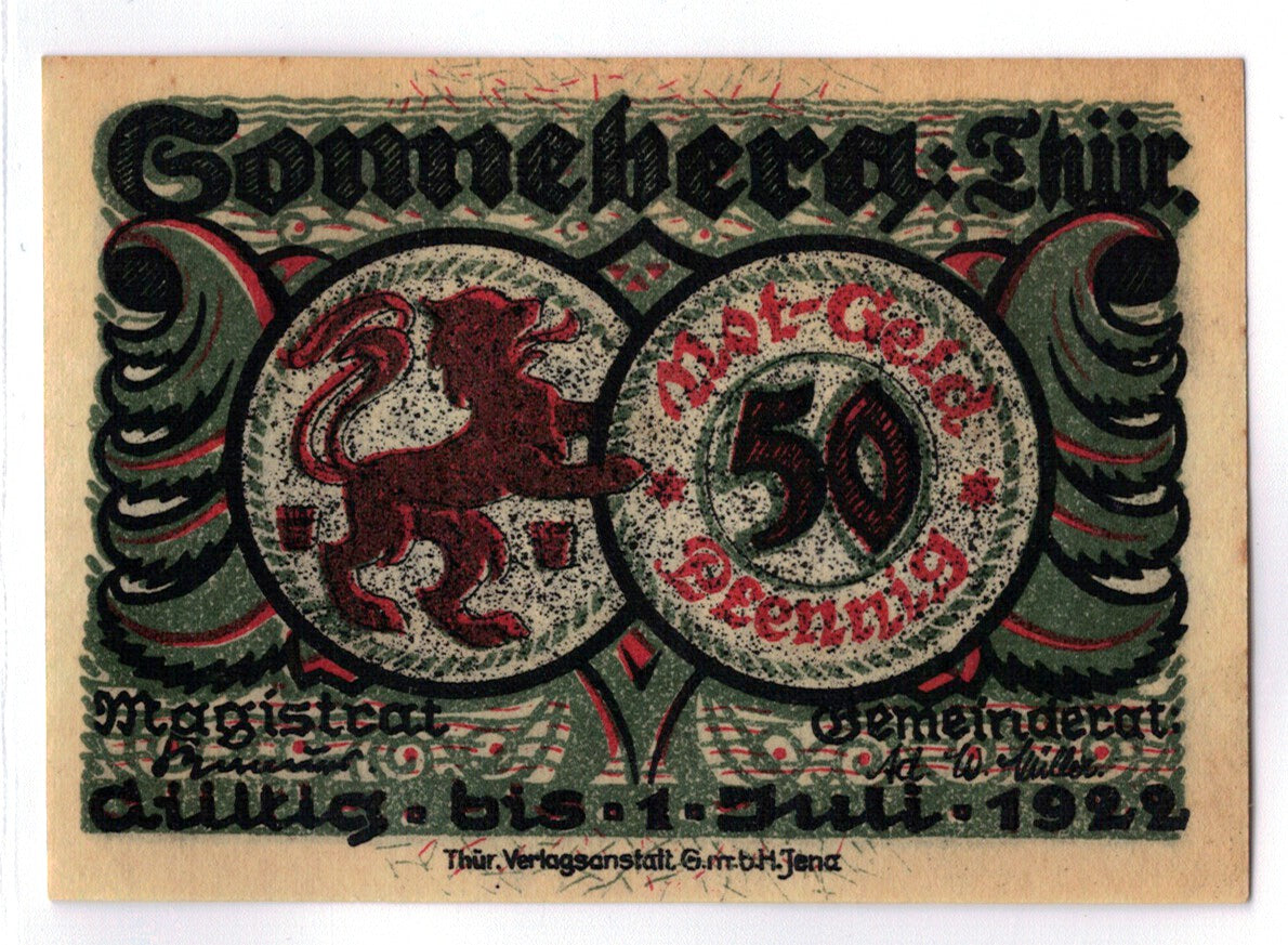 Banconote, Germania, Sonneberg, 50 Pfennig, personnage 1, 1921, 1921-07-01, SPL