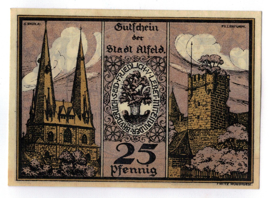Banknote, Germany, Alfred, 25 Pfennig, Eglise, 1921, 1921-07-01, UNC(63)