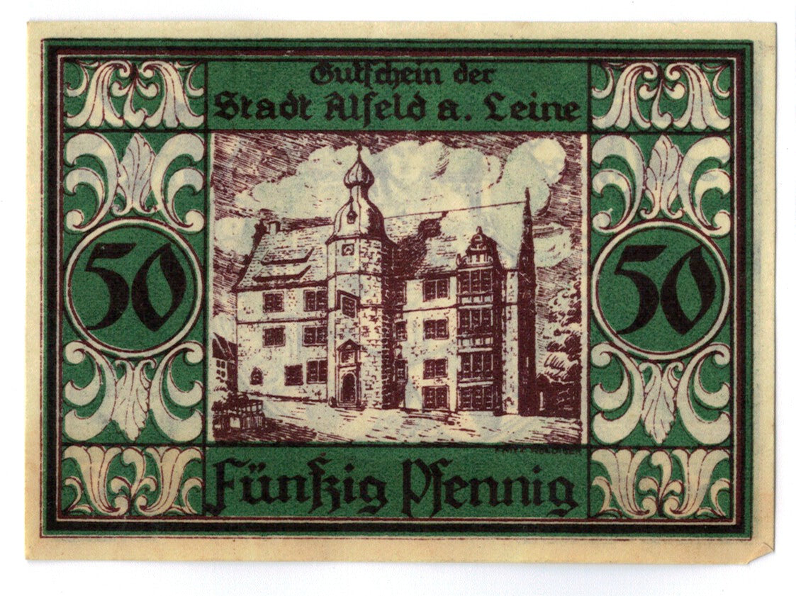 Banconote, Germania, Alfred, 50 Pfennig, Monument, 1921, 1921-07-01, SPL