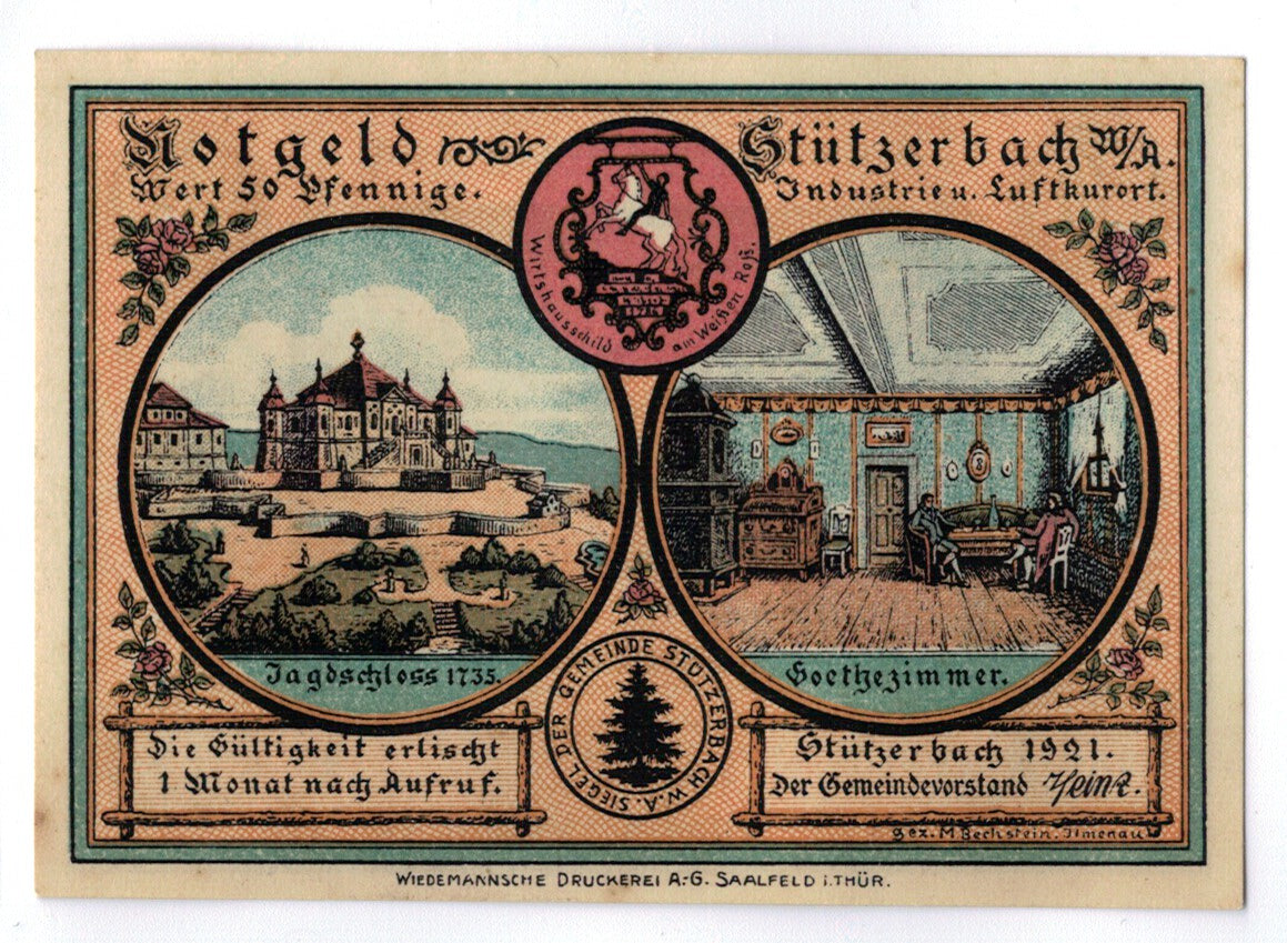 Banconote, Germania, Stuzerbach, 50 Pfennig, personnage 2, 1921, SPL